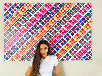 Phulkari Pattern Canvas 40" x 60"