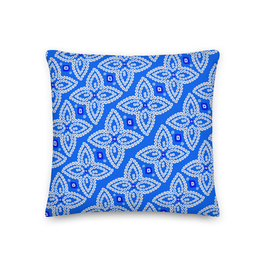 Bandhani Double-Sided Blue and Red Pillow