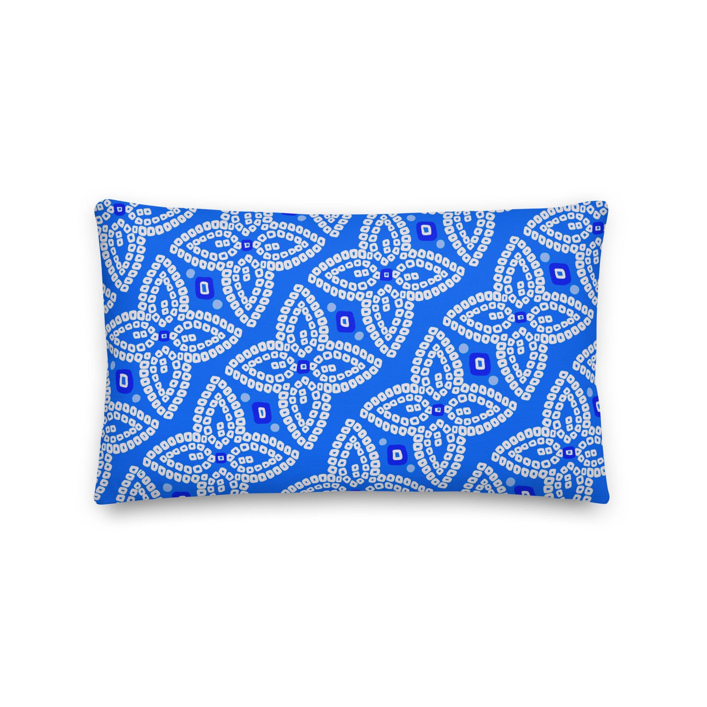 Bandhani Double-Sided Blue and Red Pillow