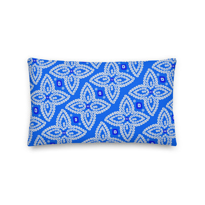 Bandhani Double-Sided Blue and Red Pillow