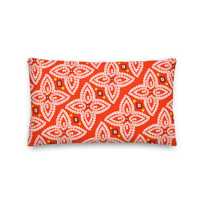 Bandhani Double-Sided Blue and Red Pillow