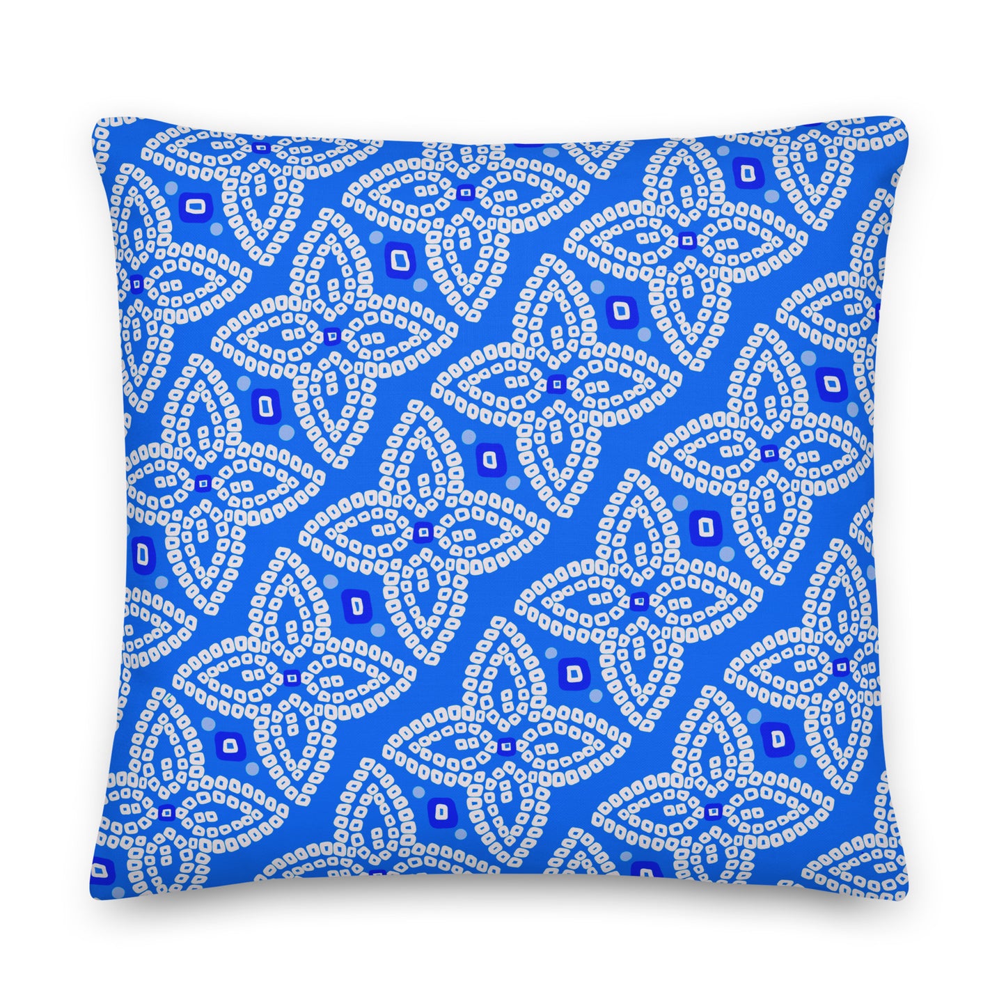 Bandhani Double-Sided Blue and Red Pillow