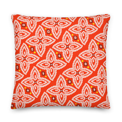 Bandhani Double-Sided Blue and Red Pillow