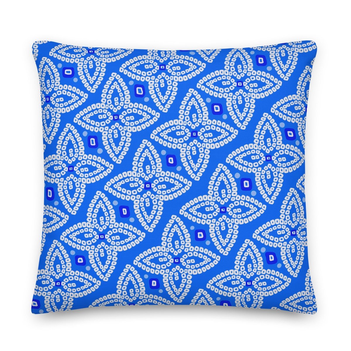 Bandhani Double - Sided Blue and Red Pillow - Ambam Art