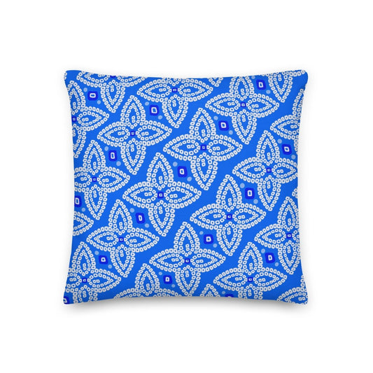 Bandhani Double - Sided Blue and Red Pillow - Ambam Art