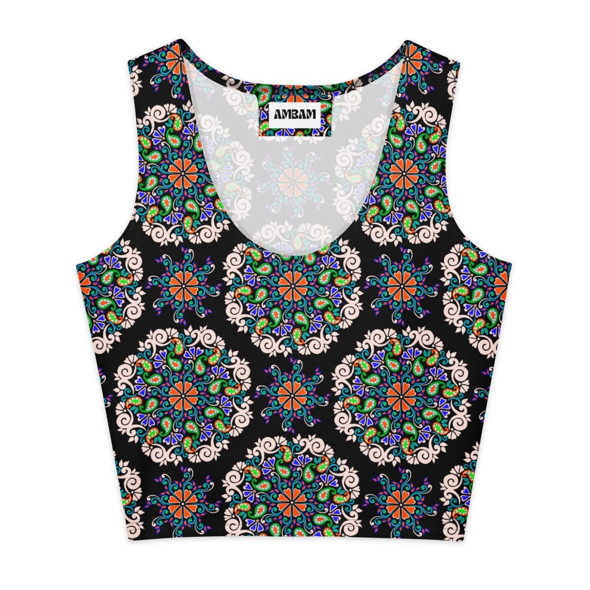 Dark Flora Cotton Crop Top - Ambam Art
