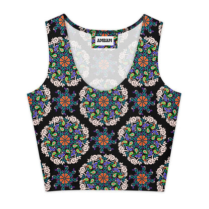 Dark Flora Cotton Crop Top - Ambam Art