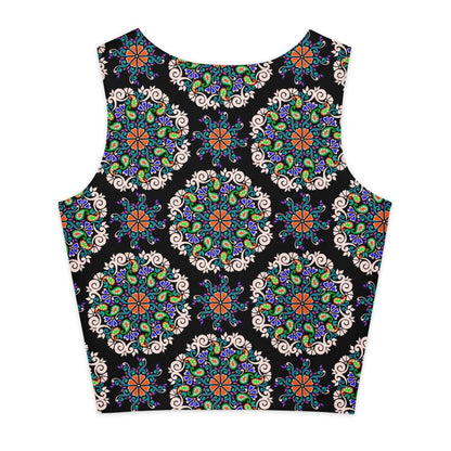 Dark Flora Cotton Crop Top - Ambam Art