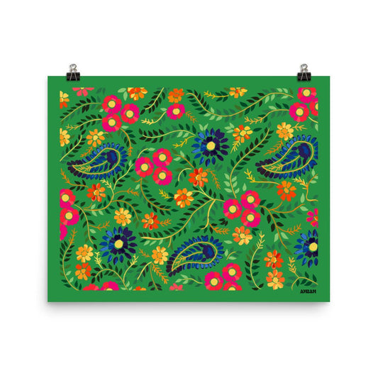 Green Gulab Print - Ambam Art