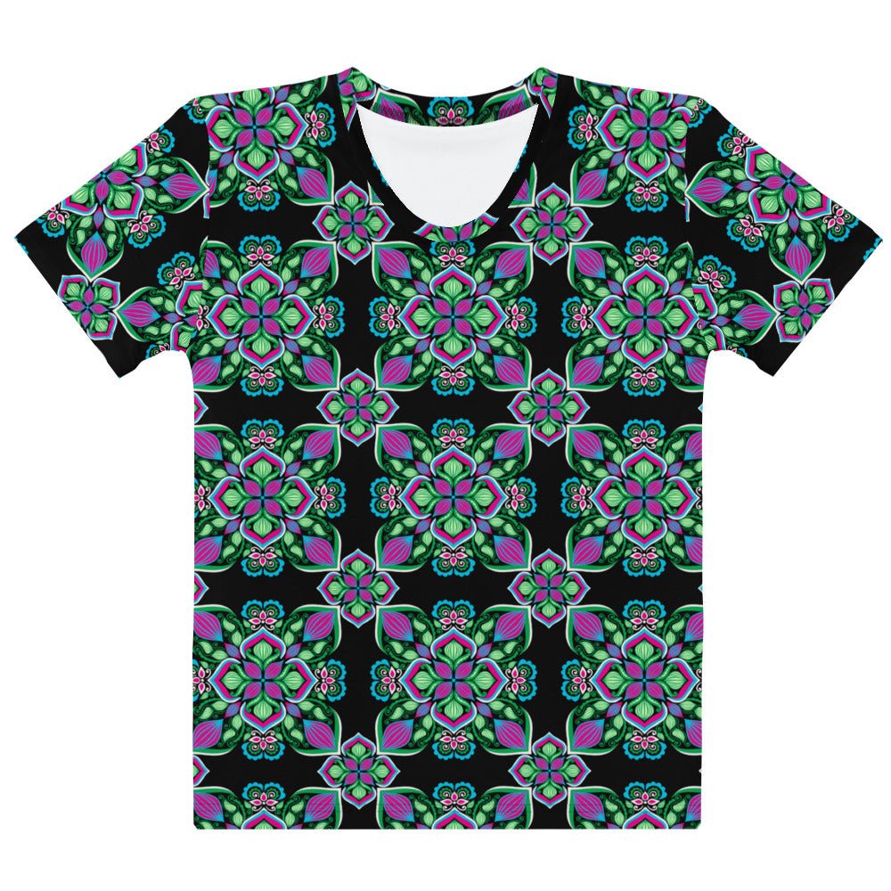 Midnight Bloom Cotton Crew Neck Tee - Women's - Ambam Art