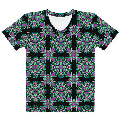 Midnight Bloom Cotton Crew Neck Tee - Women's - Ambam Art
