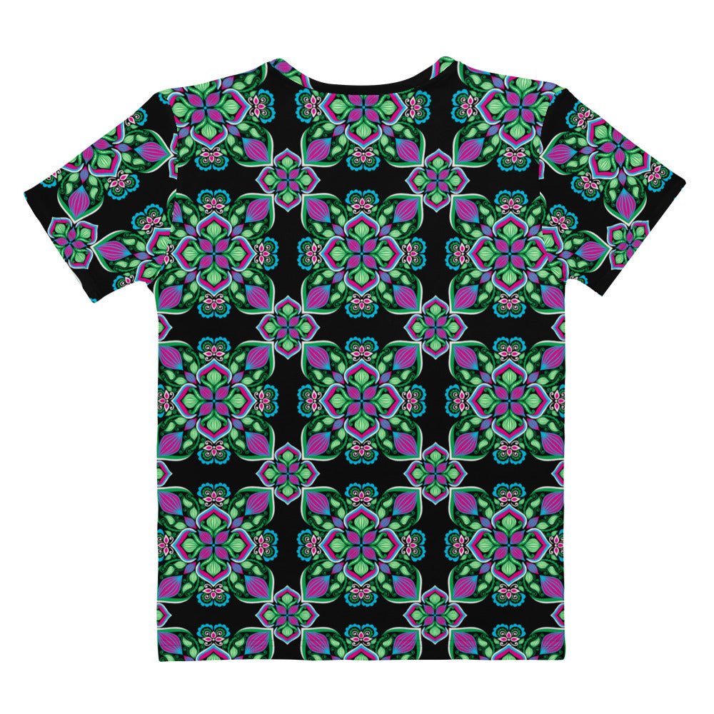 Midnight Bloom Cotton Crew Neck Tee - Women's - Ambam Art
