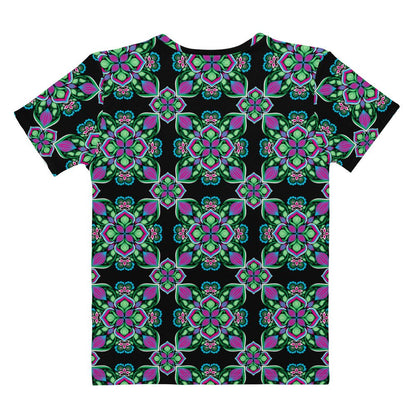 Midnight Bloom Cotton Crew Neck Tee - Women's - Ambam Art