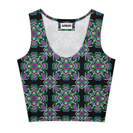 Midnight Bloom Cotton Crop Top - Ambam Art