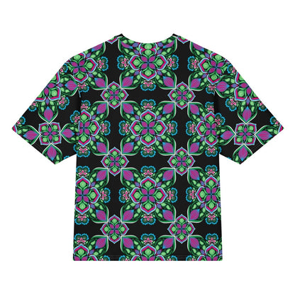Midnight Bloom Oversized Cotton Tee - Unisex - Ambam Art