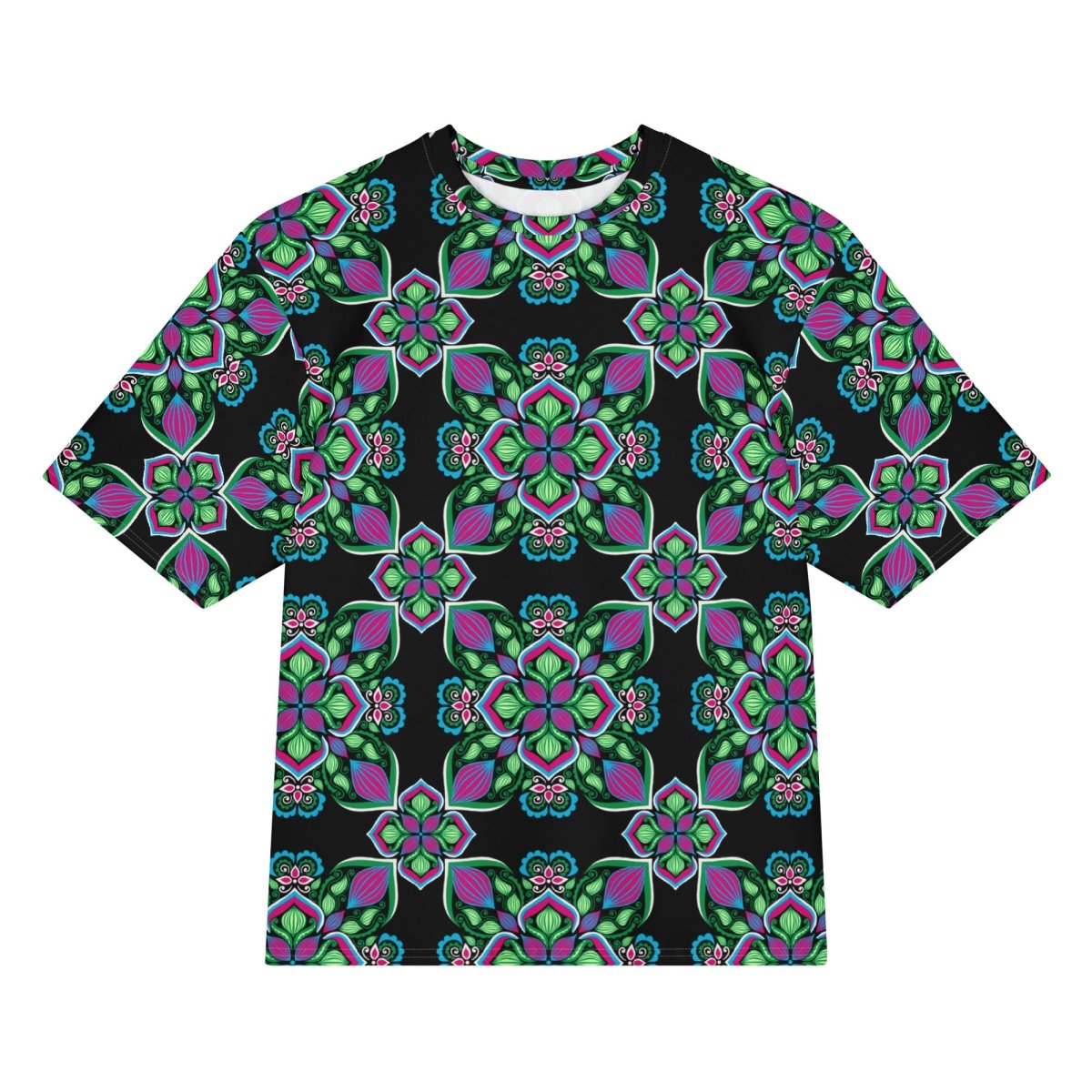 Midnight Bloom Oversized Cotton Tee - Unisex - Ambam Art