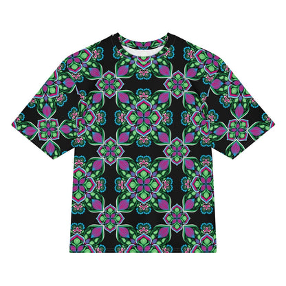 Midnight Bloom Oversized Cotton Tee - Unisex - Ambam Art