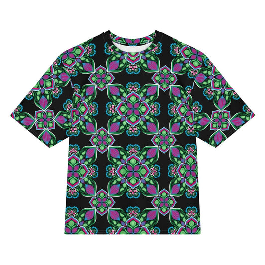 Midnight Bloom Oversized Cotton Tee - Unisex - Ambam Art