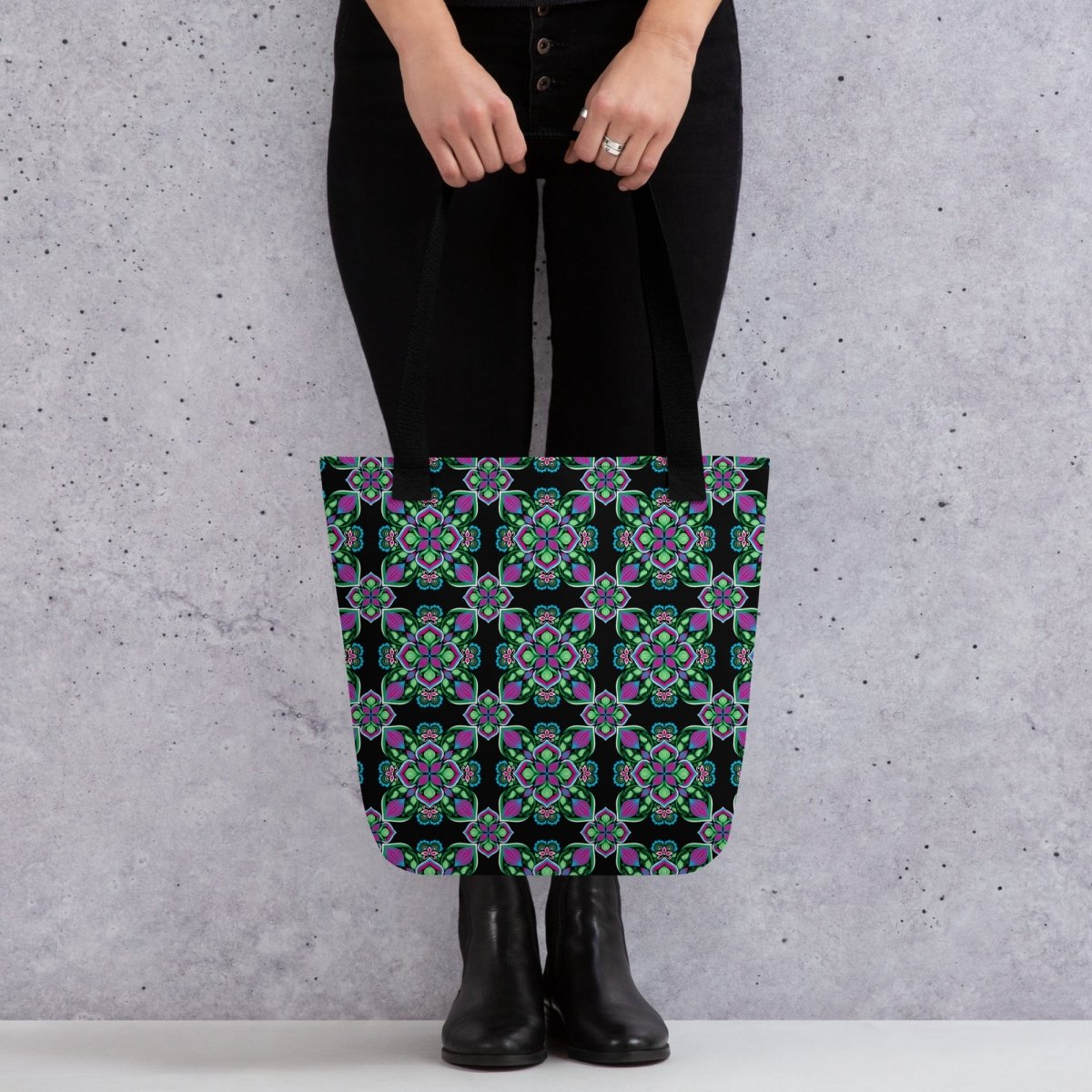 Midnight Bloom Tote Bag - Ambam Art